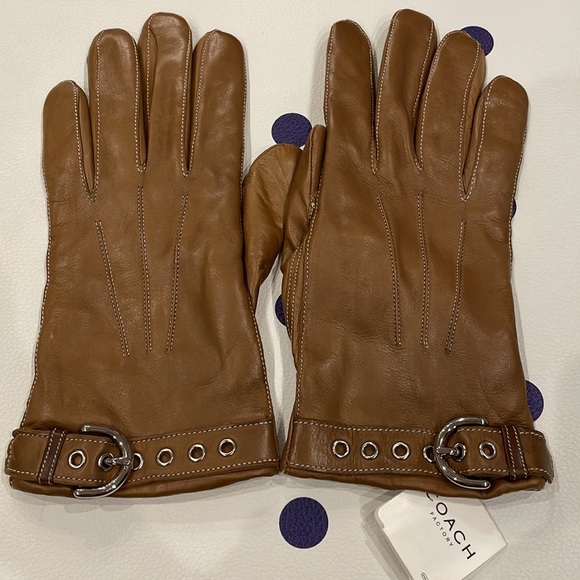Coach Soho Cashmere Lined Buckle Leather Gloves - Picture 1 of 3